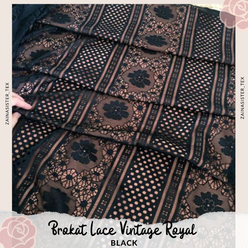 Kain Brokat Lace Royal Vintage Warna Hitam