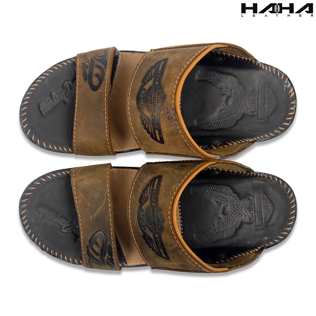 Sandal Slide SlHARLEY DV Sendal Selop japit Kuat bahan Kulit sapi Asli genuine leather Pria Cowok