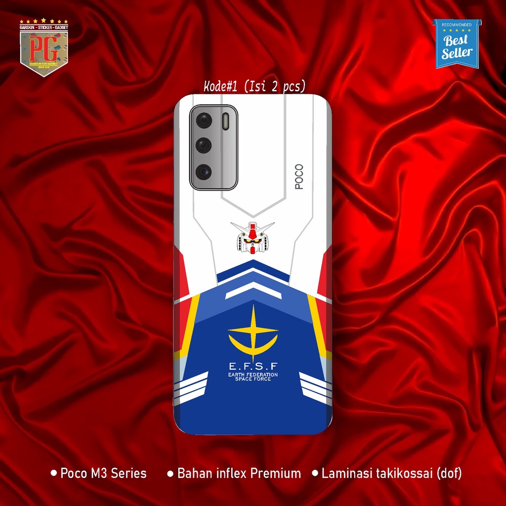 Garskin Skin POCO M3 Sticker Gadget Motif Gundam EFSF(Isi 2pcs)