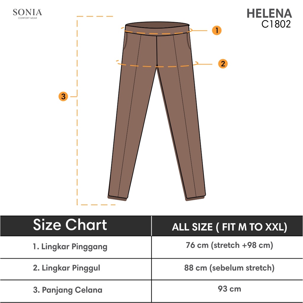 Sonia - Helena Pants C1802 by SONIA / Celana Pensil Panjang Wanita / Celana Kerja / Bawahan-7