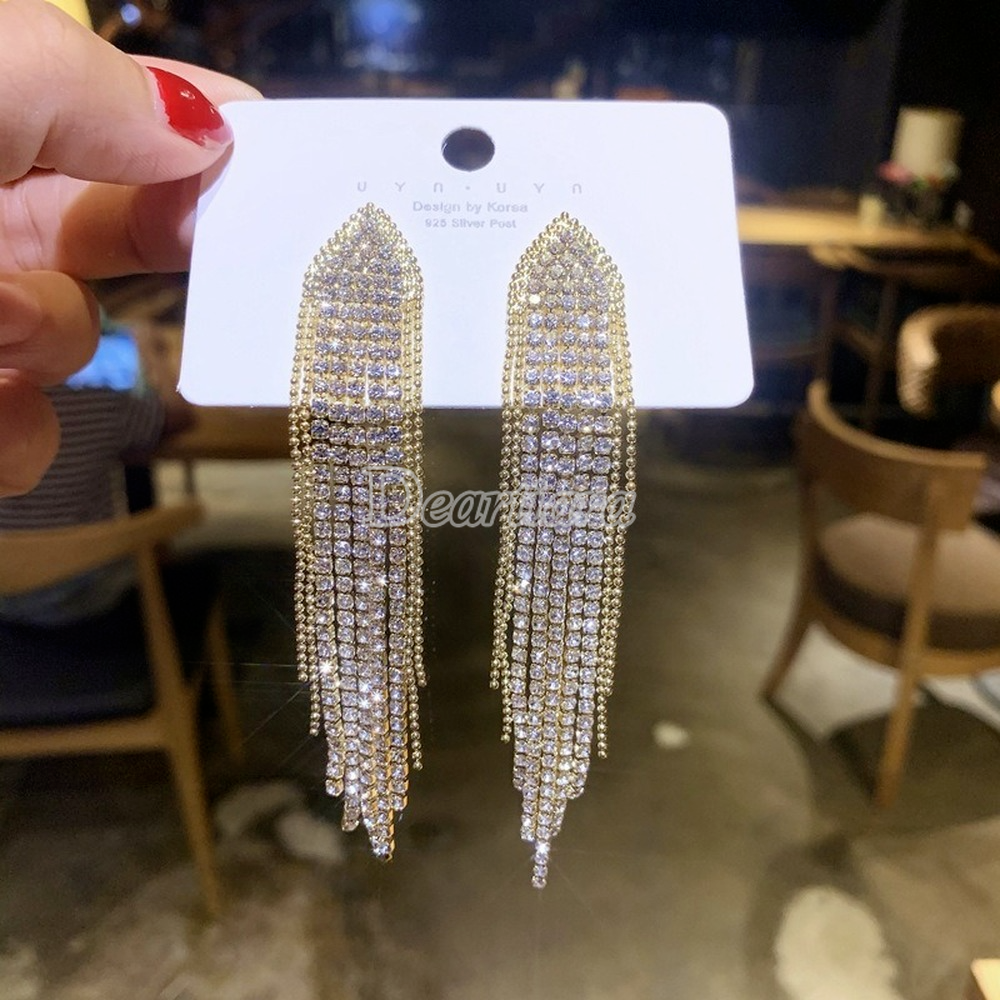 Anting Tusuk Gantung Bahan Sterling Silver 925 Desain Geometri + Berlian Gaya Eropa / Amerika / Korea / Trendy Untuk Wanita