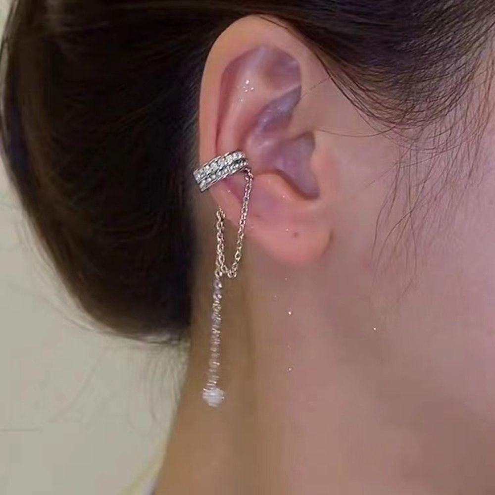 NEEDWAY Zirkon Klip Anting Punk Geometris Hadiah Sederhana Tulang Rawan Klip Perempuan Non Piercing Gadis Korea Gaya Telinga Manset