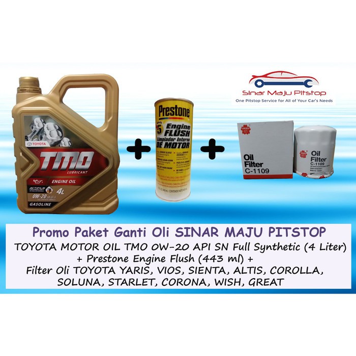 Paket Ganti Oli TOYOTA STARLET & TOYOTA CORONA - TMO 0W-20 & Flush & Filter Oli Original
