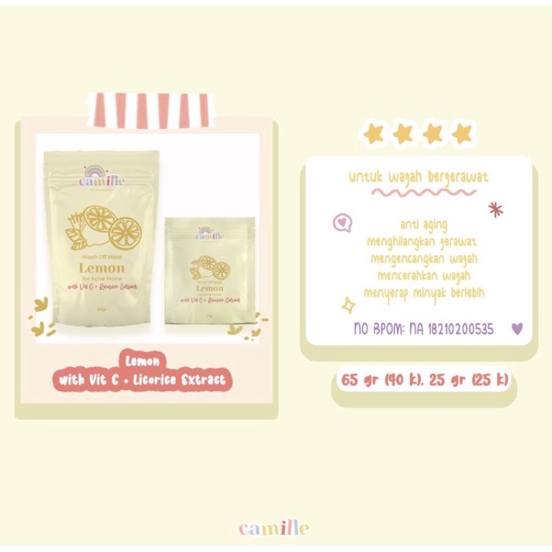 CAMILLE BEAUTE MASK BPOM / MASKER CAMILLE BEAUTY-LEMON
