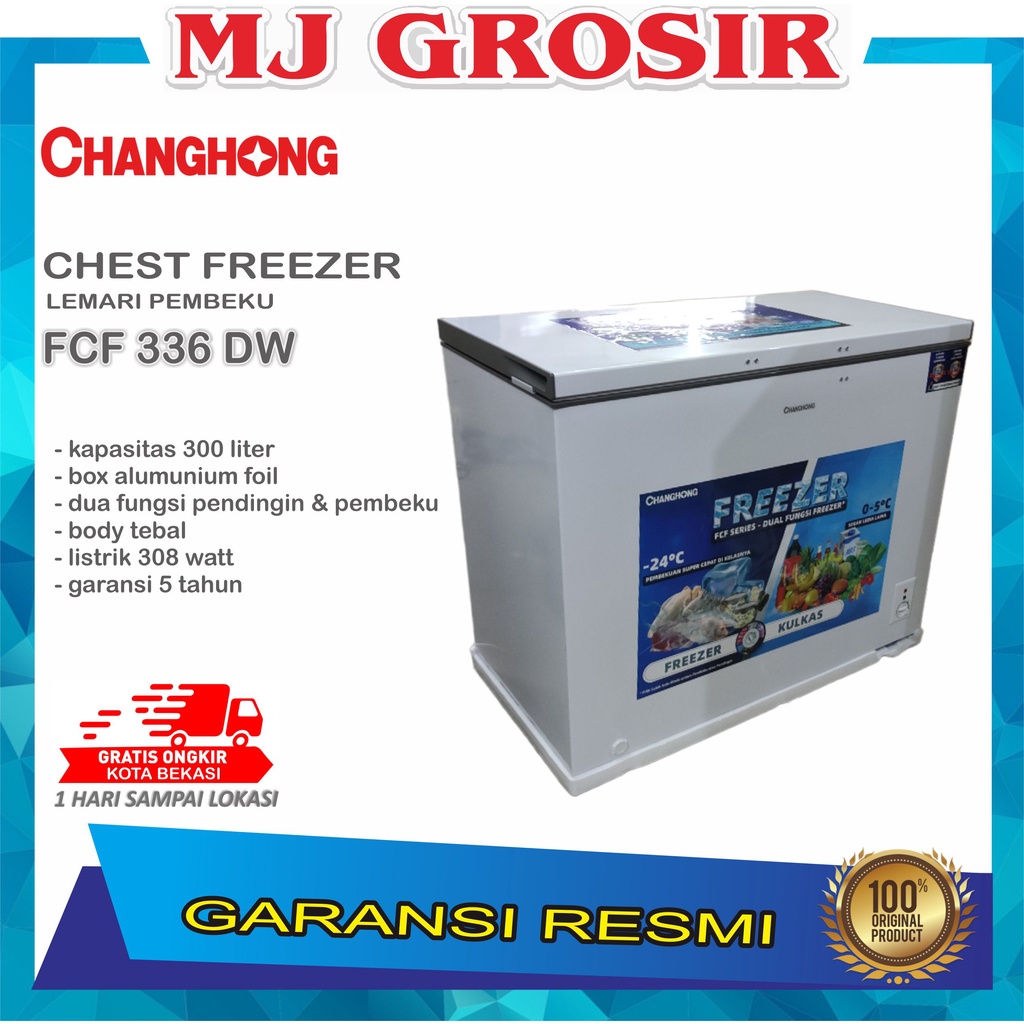 CHANGHONG FCF 336 DW CHEST FREEZER BOX 300 L LEMARI PEMBEKU 300 LITER