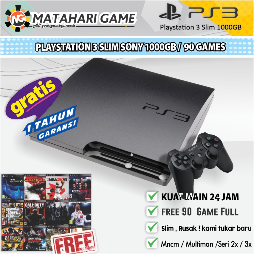 PS3 Slim Sony Void CFW 500GB | 1TB | Garansi 1 Tahun Full Game - Kualitas Grade A-PS3 1TB | 1000GB