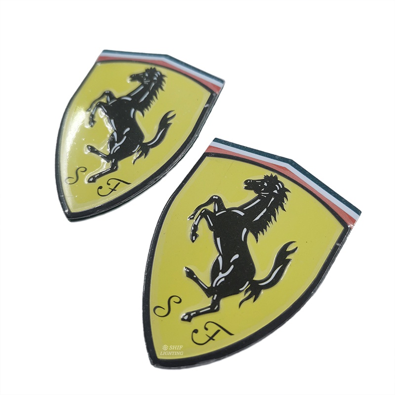 2pcs Stiker Emblem Logo SJ Ferrari Bahan Aluminum Untuk Bagasi Belakang Mobil