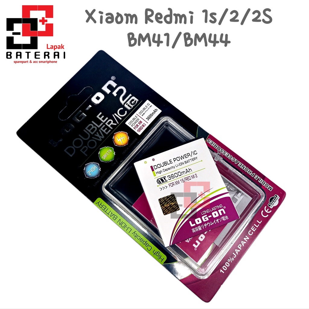 LOG - ON Baterai Xiaomi Redmi 2 / redmi 2 prime / redmi 2s BM44 Double IC Protection Battery Batre