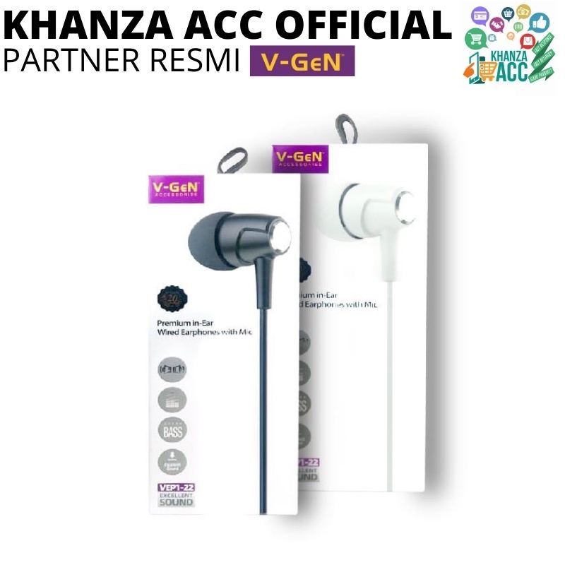 KHANZAACC Earphone VGEN VEP1-22 Xtra Bass Wired Headset Original