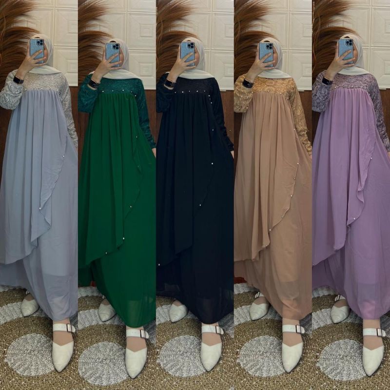GAMIS CERUTY MIX BROKAT PREMIUM | EDISI LEBARAN | GROSIR PAKAIAN WANITA MUSLIM TERMURAH MEDAN
