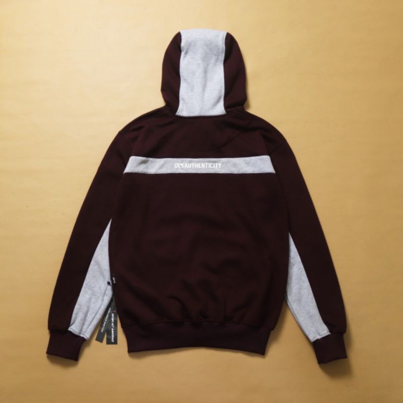 SWEATER HOODIE ORIGINAL SKM TWOTONE MAROON HIGHT QUALITY