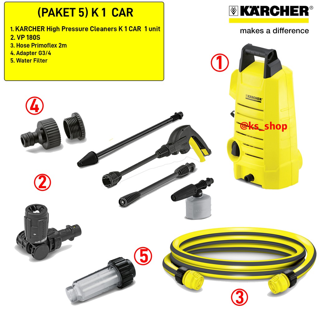 Mesin Steam Cuci Mobil & Motor | Paket K 1 Car | Paket 5 | Karcher