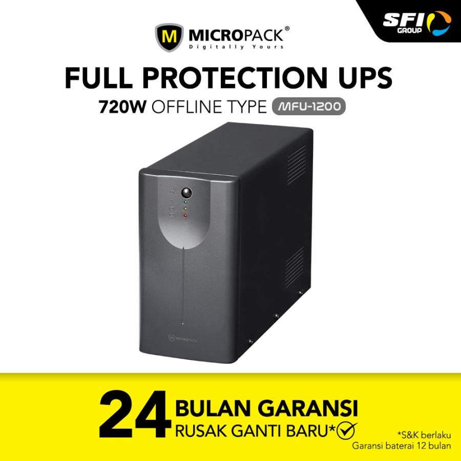 Micropack UPS Anti petir 1200VA / 720WATT Battery 7 Ah (MFU-1200)