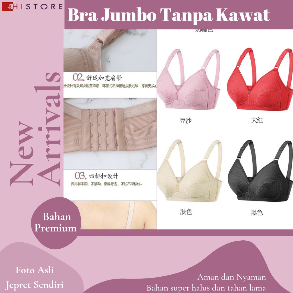 [HI]Bra BH JUMBO Cup 3/4C Fashion Wanita Bra wanita Premium Tanpa Kawat &amp; Spons Sangat Nyaman 2526