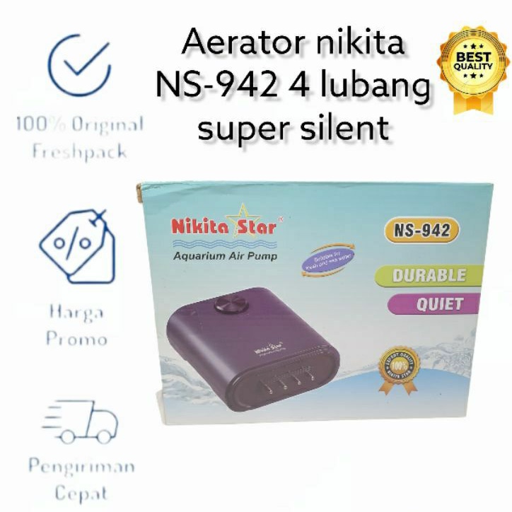 Aeraotr 4 Lubang Nikita NS 942 pompa gelembung udara super silent