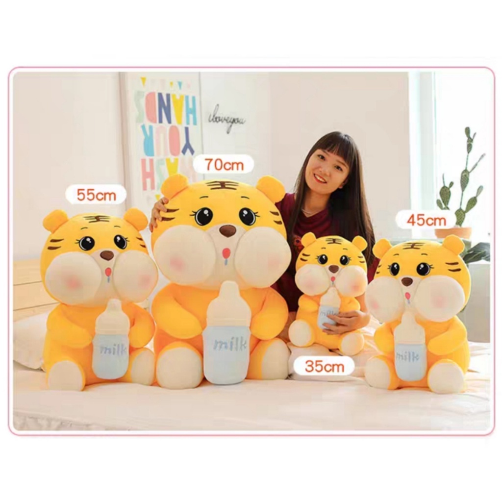 Boneka Kucing Harimau/Boneka Harimau/boneka Tiger pegang dot/lucu MURAH