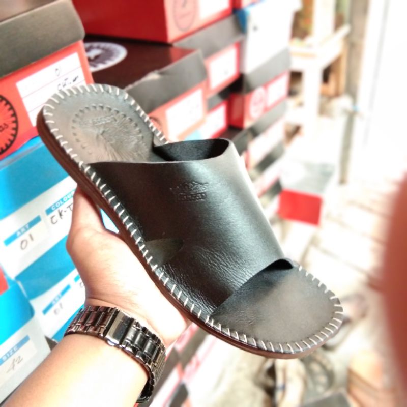 Sandal Slop Pria Kulit Lancas Terbaru