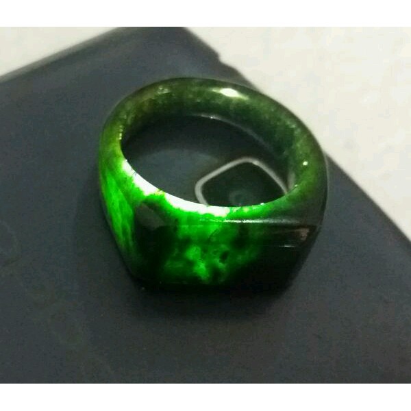 Ring Cincin Giok Black Jade Aceh Model Petak Atas