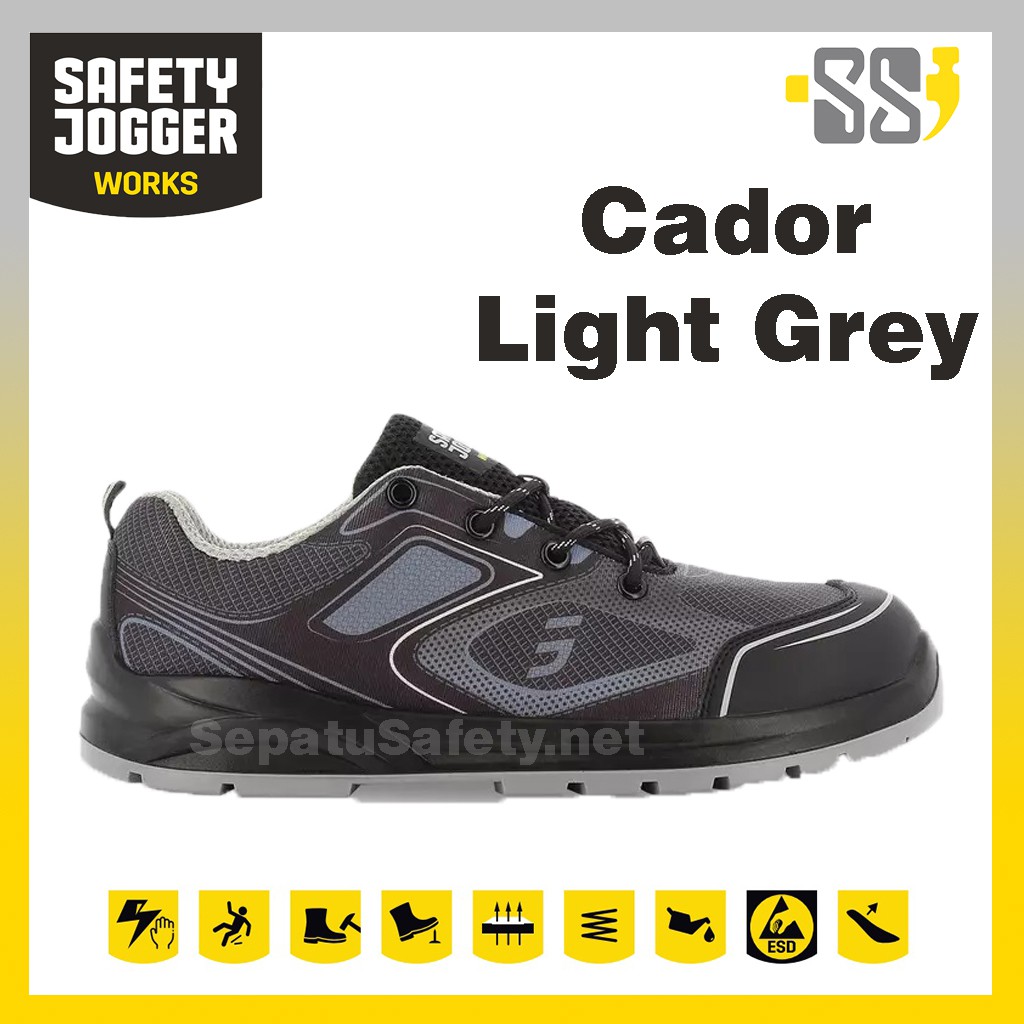 Sepatu Spatu Safety Septi Septy Sefti Safty Sefty Shoes Jogger Joger Pria Cador Grey Original Asli