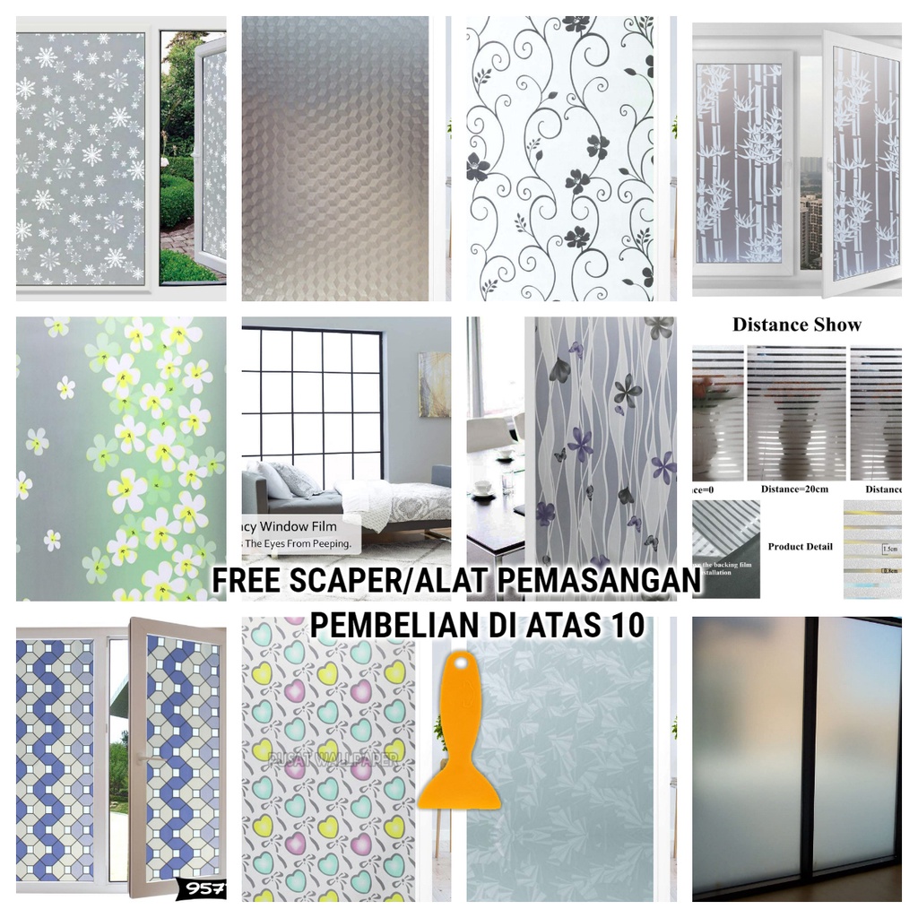 Stiker Kaca Sandblast motif, Stiker Kaca Jendela, Stiker Kaca Pintu High Quality ukuran 1 Meter BEST SELLER
