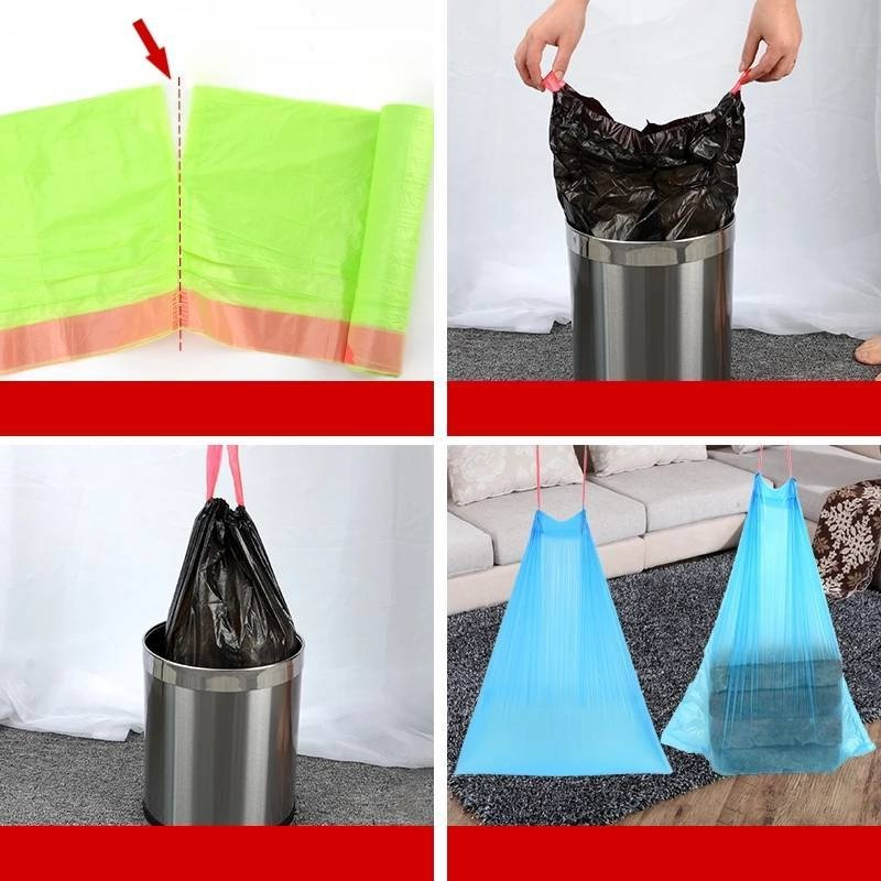 15 Pcs / roll Kantong Sampah Sekali Pakai Bahan PE Warna Acak Untuk Dapur