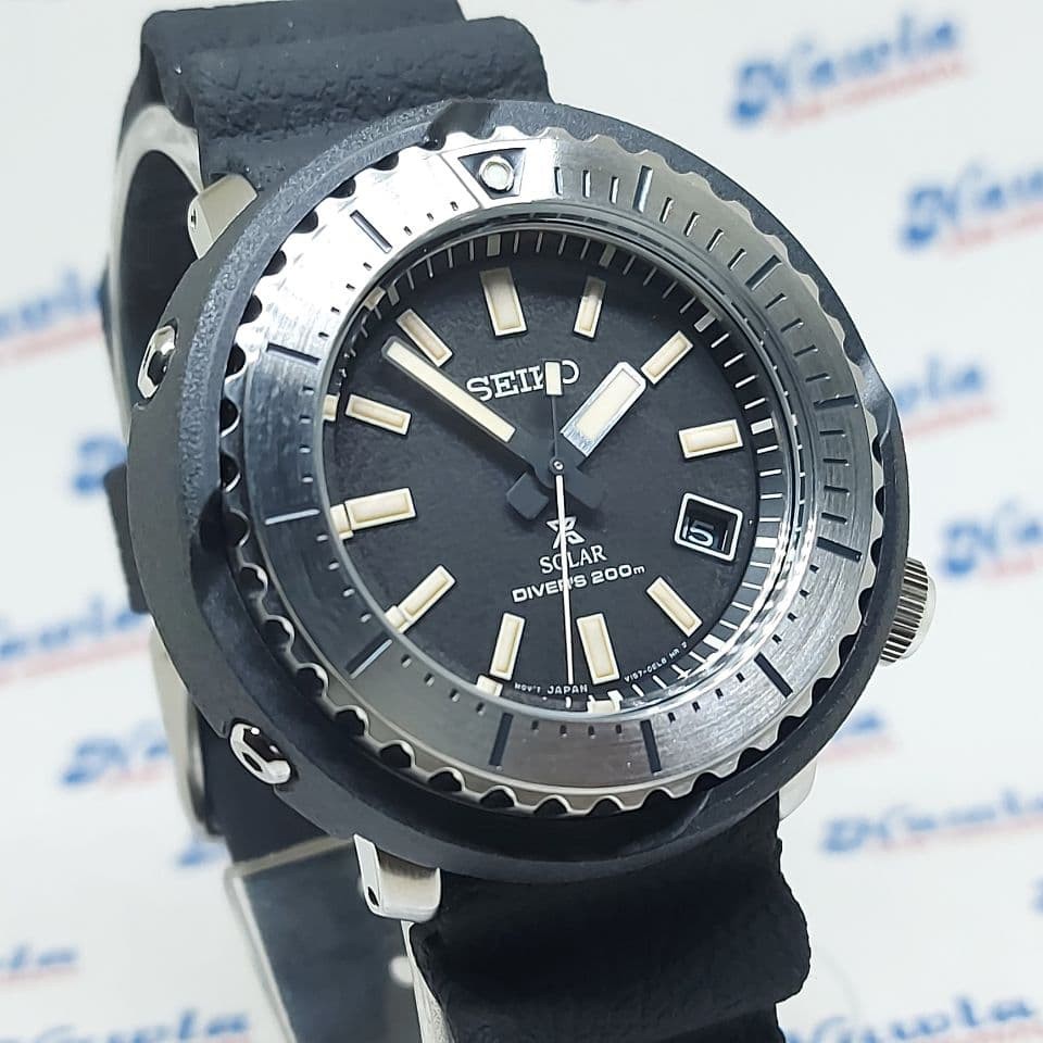 Seiko Solar SNE541P1 Tuna Street Black Dial - Jam Tangan Pria SNE541