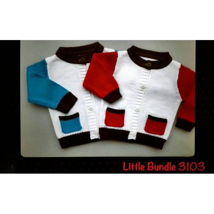 Jual Sweater jaket rajut anak bayi putih biru merah Obral