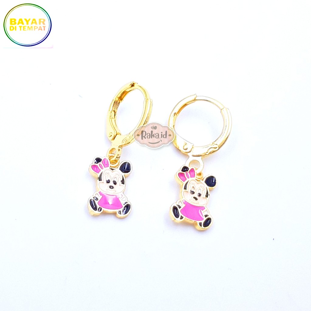 RAKA Acc - Anting Clip / Klip Minnie Baby Pink Perhiasan Aksesoris Wanita 575