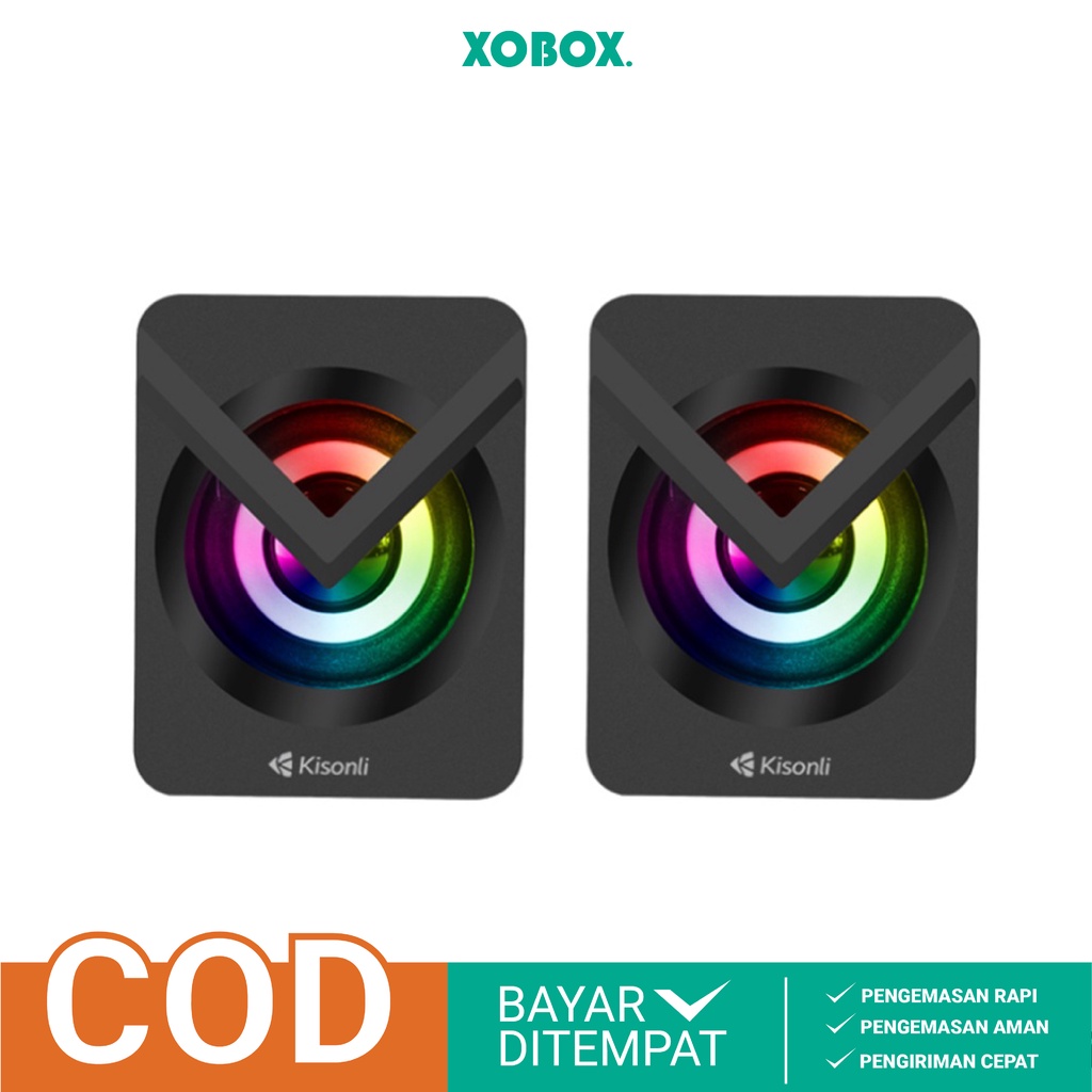 XOBOX - Speaker Gaming 2.0 Komputer/Laptop Multimedia Lampu LED RGB &amp; Volume Control L-1040