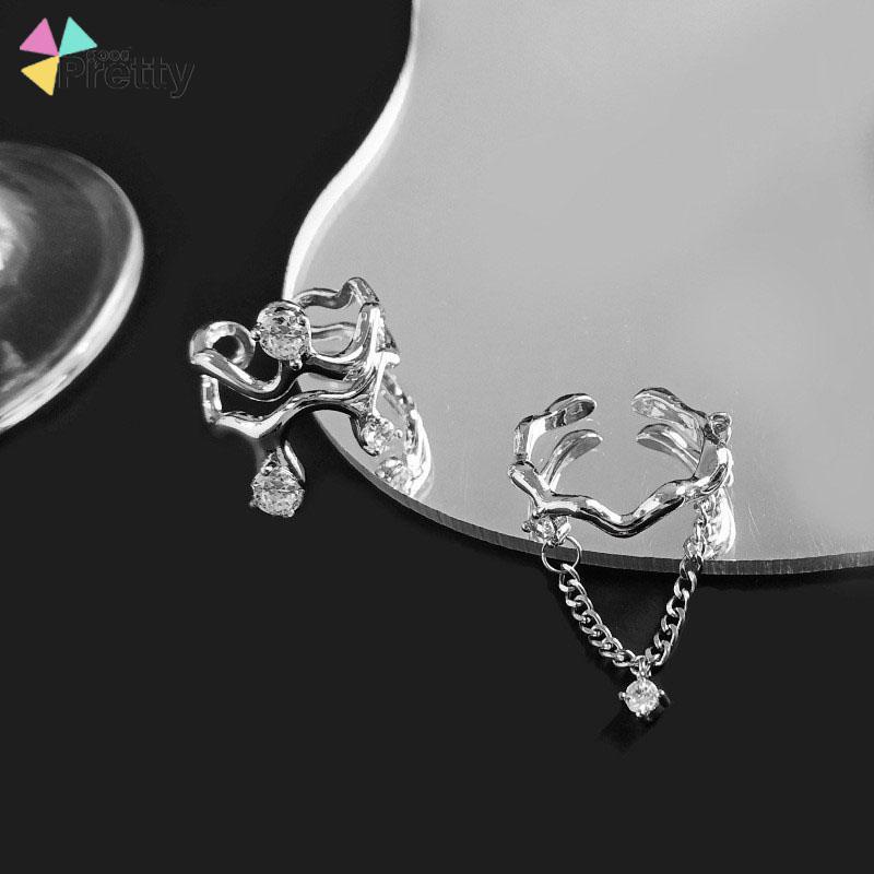 2pcs Cincin Model Gelombang Tidak Teratur Adjustable Untuk Wanita - PD