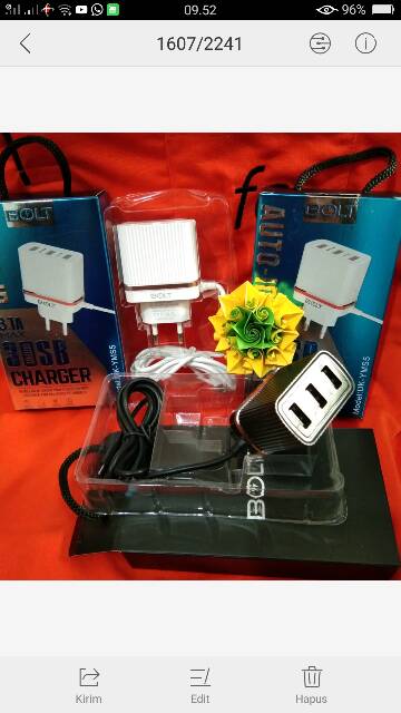 Charger bolt 3,1A 3usb CASAN 3output fast charger