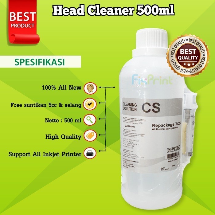 Head Cleaner Premium Korea 500ml Cairan Pembersih Free Suntikan 5ml