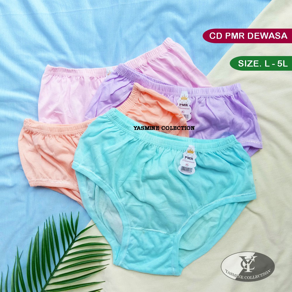 3pc - Celana Dalam PMR Dewasa | Celana Dalam Karet Kerut | CD Wanita Uk L - 5L