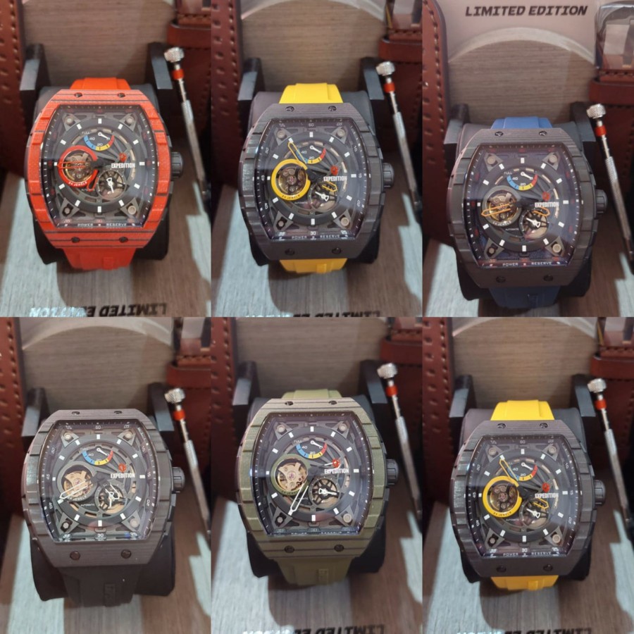 JAM TANGAN PRIA EXPEDITION E E6782 E 6782 CARBON TITANIUM AUTOMATIC RUBBER LIMITED ORIGINAL