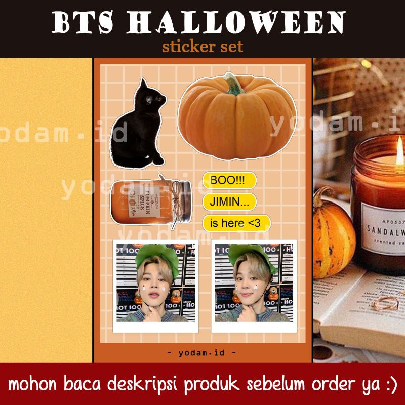 DIY STICKER CASE KPOP, STICKER AESTHETIC, STIKER KPOP BTS - Halloween Sticker Set