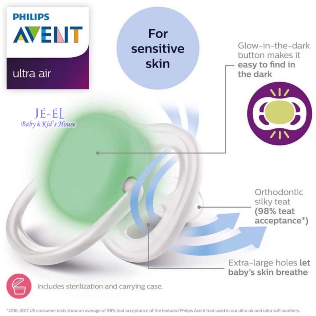 Philips Avent Kompeng Ultra Air Night 0-6M/6-18M - Kompeng Philips Avent Glow in The Dark 0-6/6-18Bln