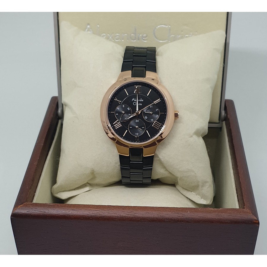 Alexandre Christie Ac 2805 Rosegold Black Jam Tangan Wanita Original