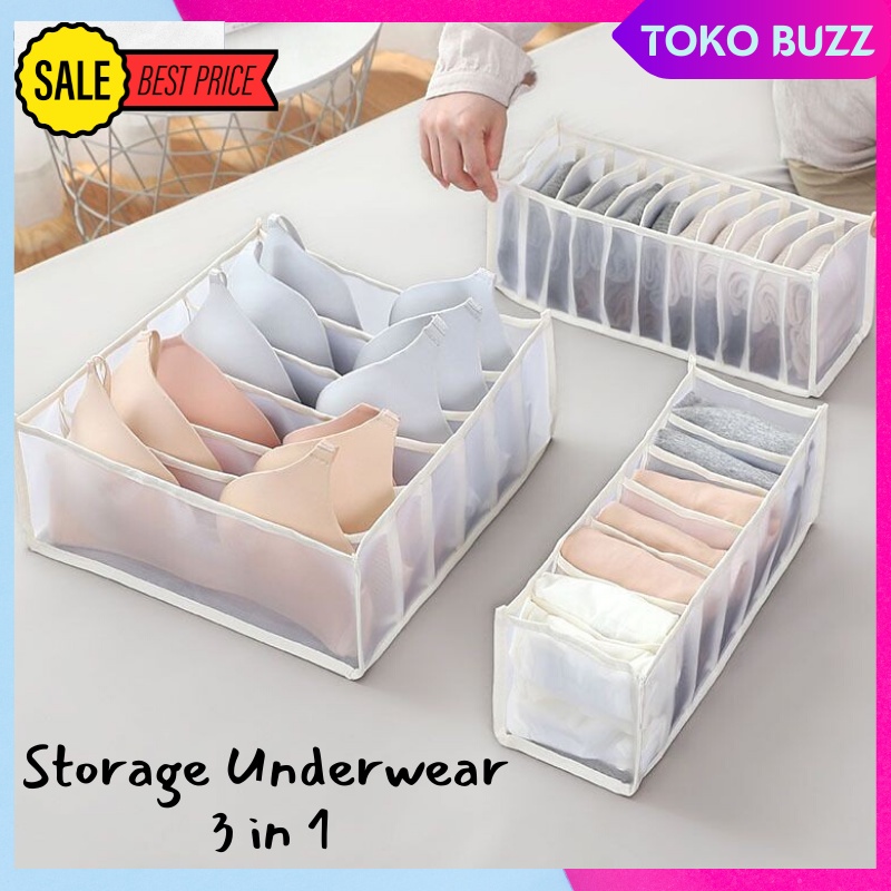 Tempat Penyimpanan UNDERWEAR STORAGE 3 in 1 BRA BH Celana Dalam Kaos Kaki Stocking Wanita Perempuan