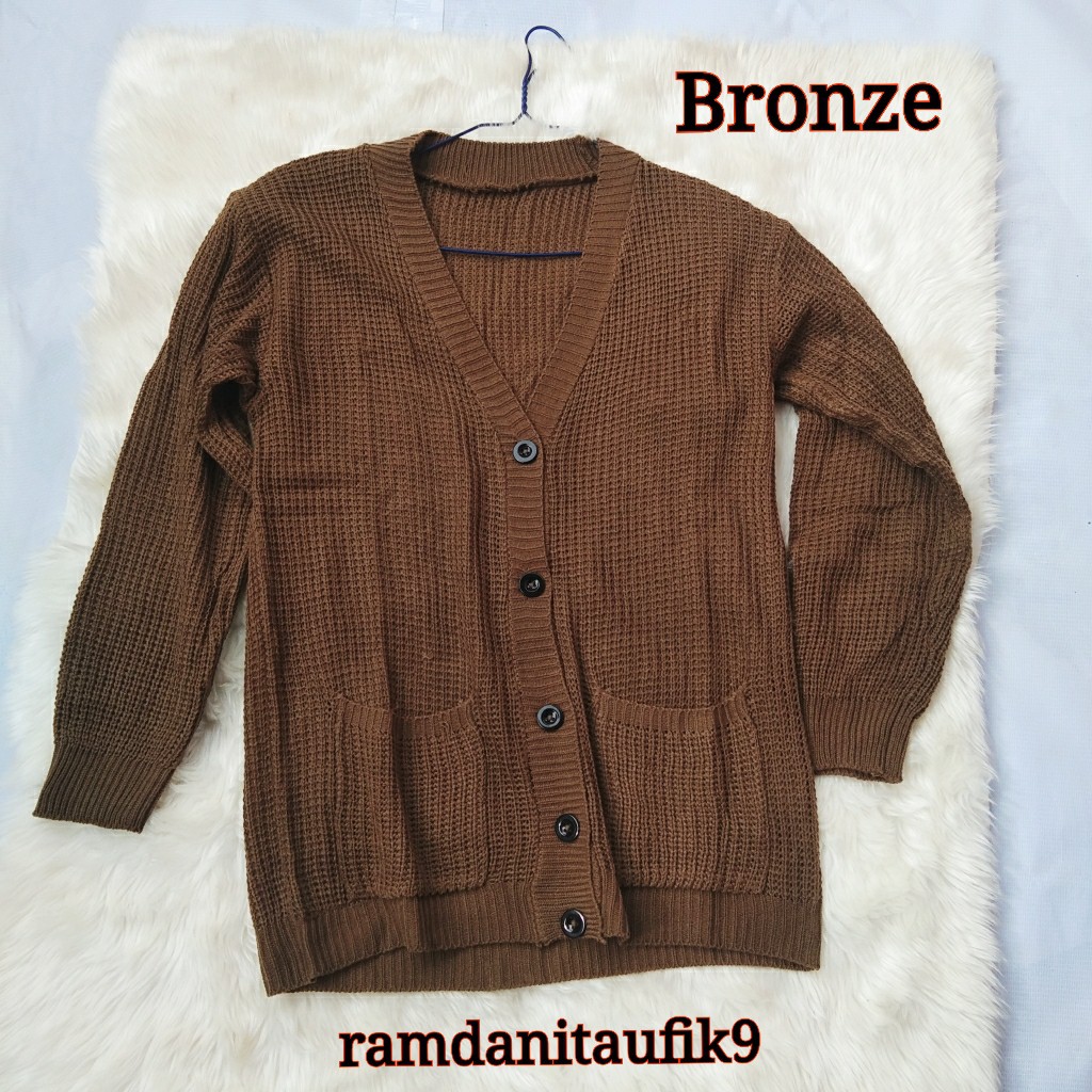Cardi Rajut oversize - Nakara Cardigan Rajut Premium  - Cardi Rajut oversize - kardigan crop 7 gate.-MARISA BRONZE