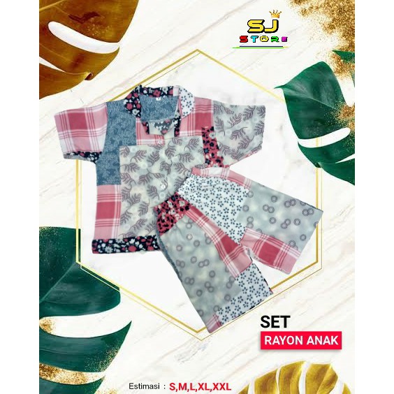 Daily Set Anak / Set Rayon / Daily Wear / Baju Anak / Piyama Rayon / Set