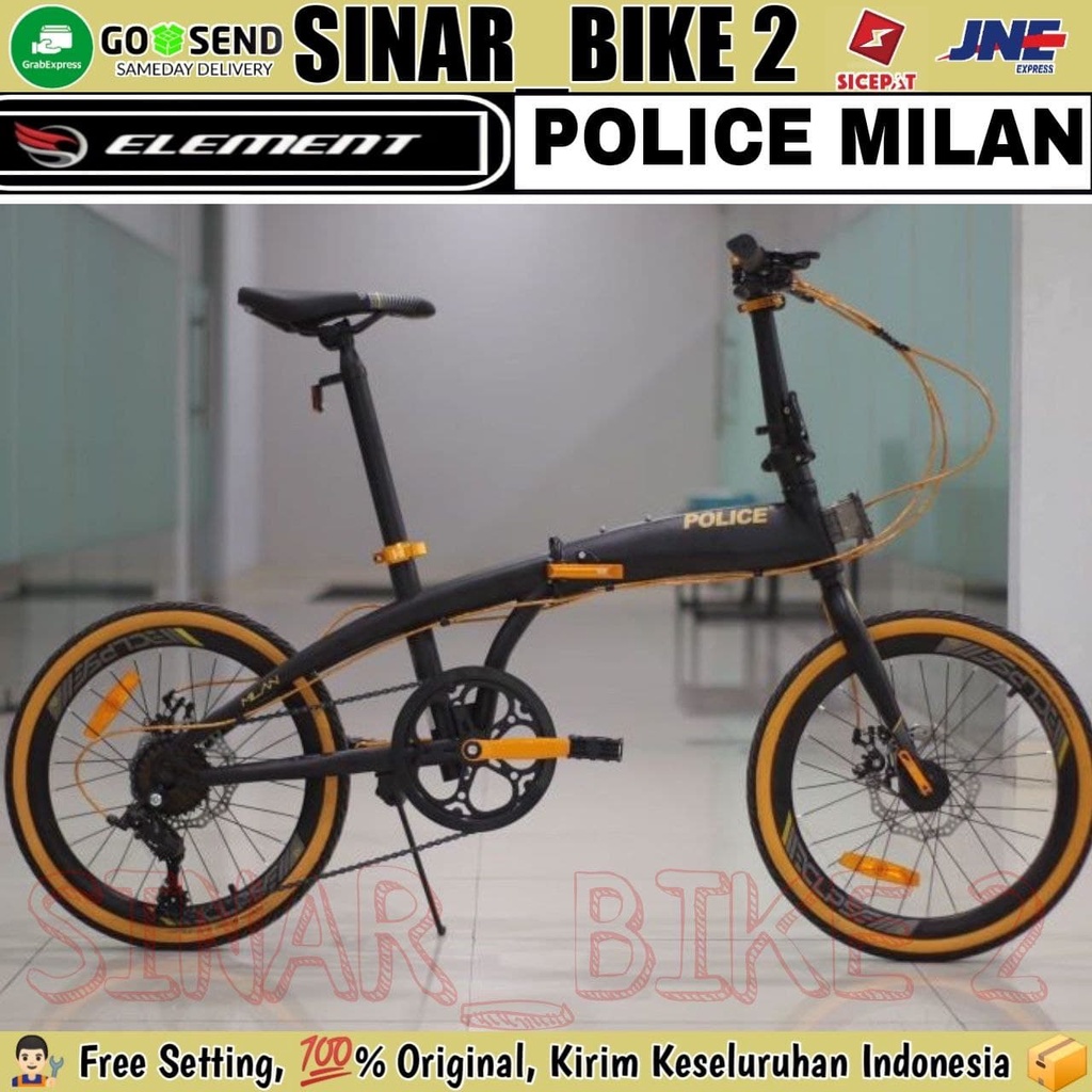 Sepeda Lipat 20 Inch Element Police Milan  8 Speed