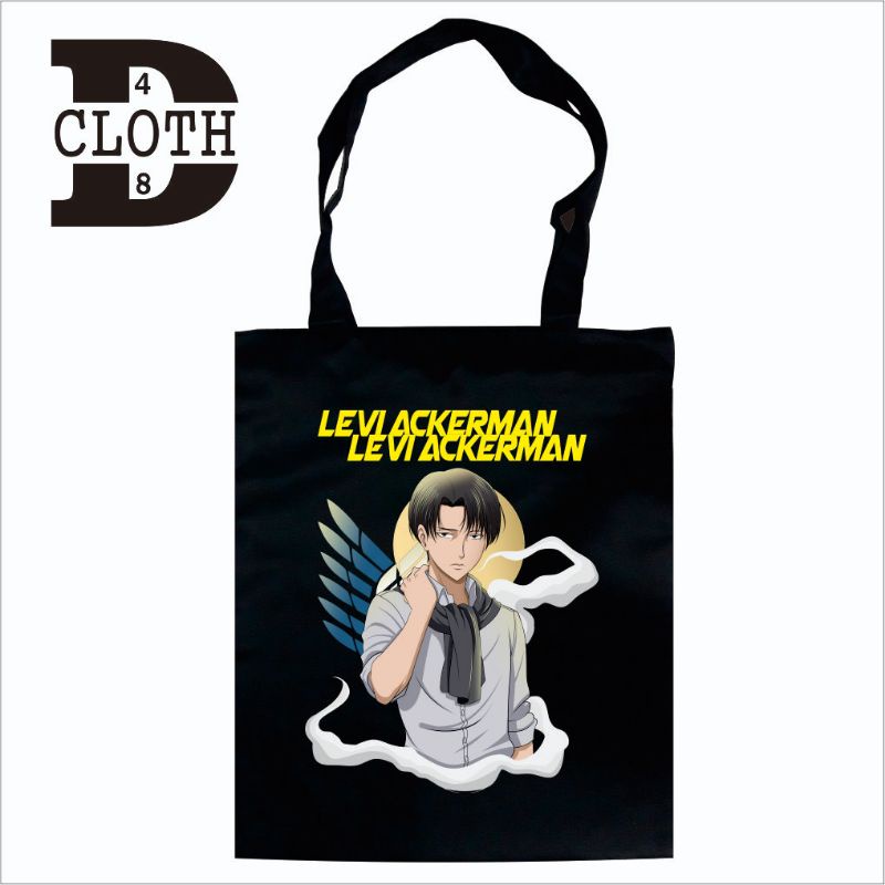 Tote Bag Resleting Anime Levi Ackerman Attack On Titan Bahan Drill Cotton