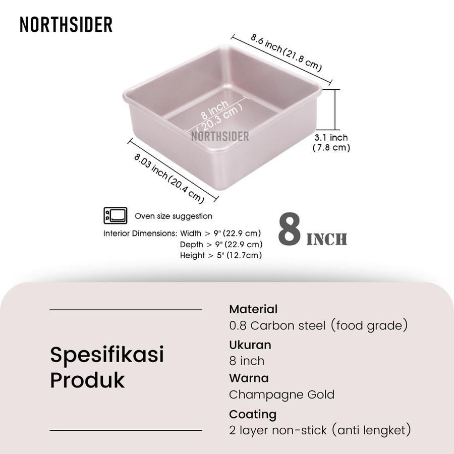 CHEFMADE SQUARE PAN 8 INCH - WK9036 | LOYANG KUE PERSEGI LEPAS BAWAH