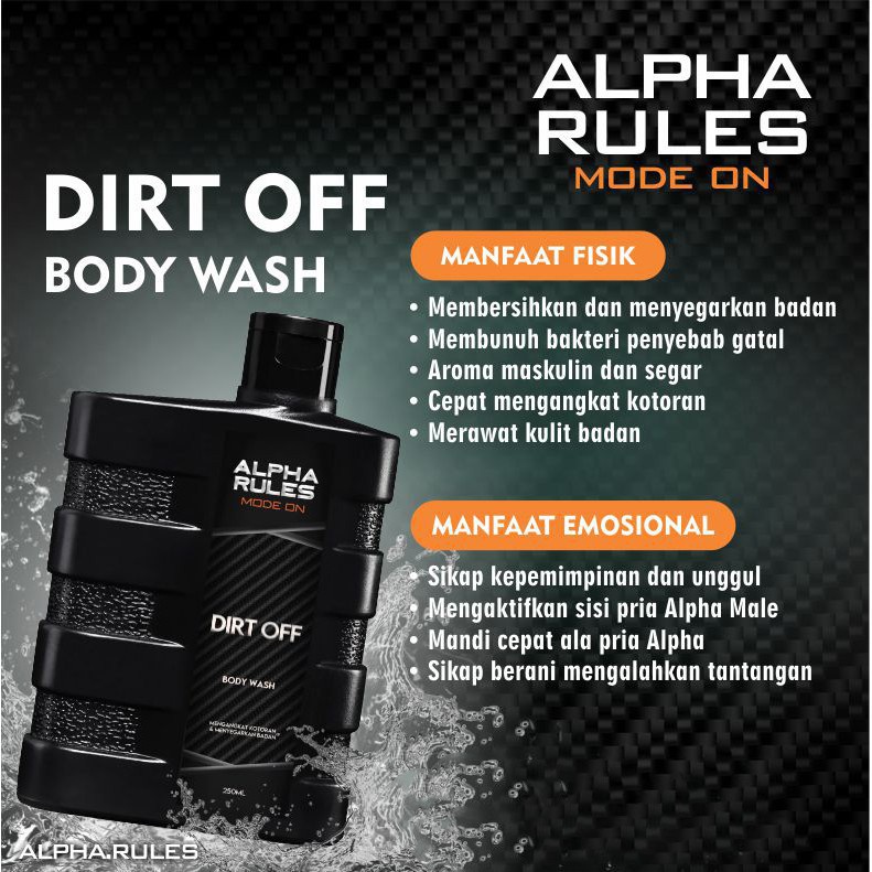 Alpha Rules Dirt Off Sabun Mandi Cair Perawatan Tubuh Pria Body Wash Alpharules 250ML