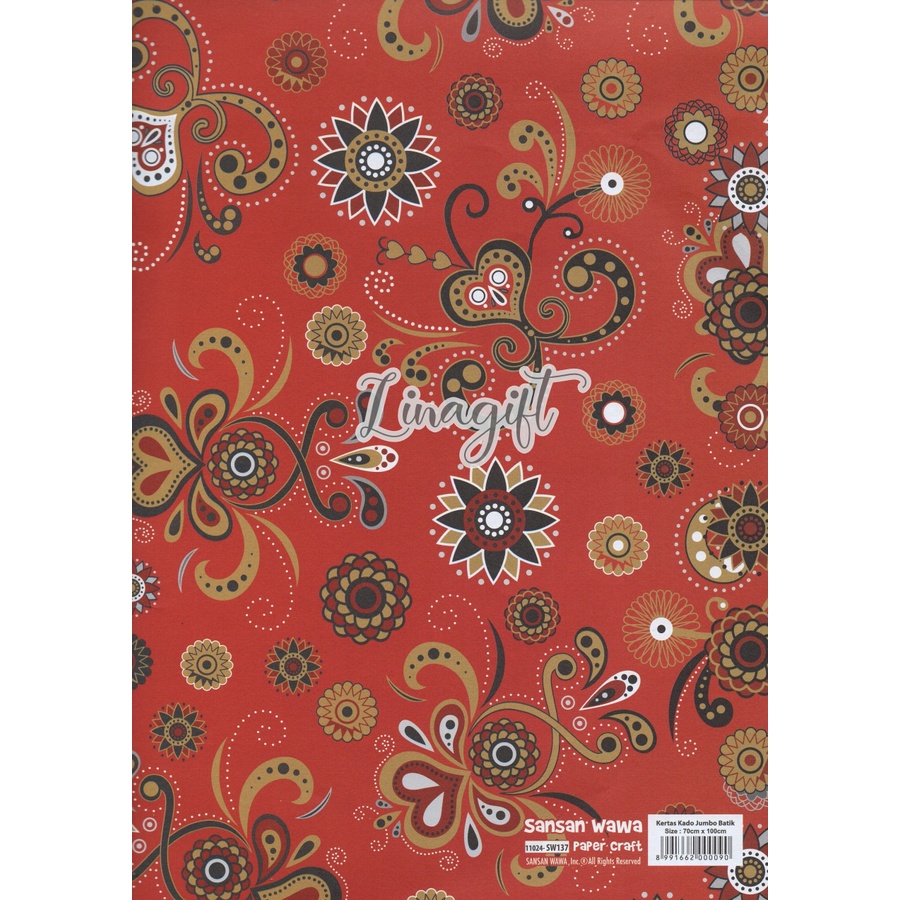 ( 5 Lembar ) JUMBO BATIK - KERTAS KADO SANWA - GIFT WRAPPING PAPER SANSAN WAWA COKLAT MERAH HITAM PUTIH BIRU