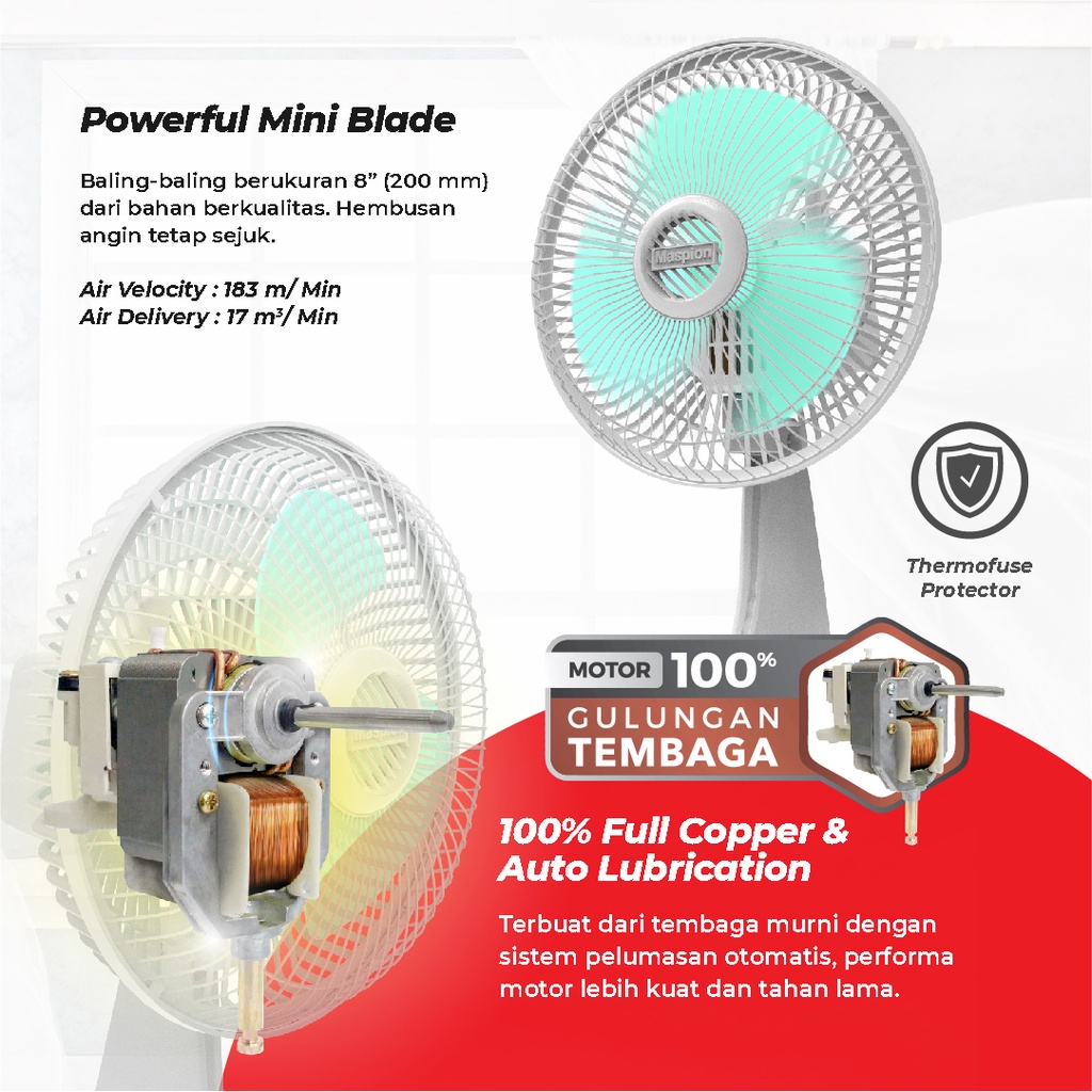 Maspion Kipas Angin Meja / Mini / Desk Fan F-20 8 Inch F20 F 20