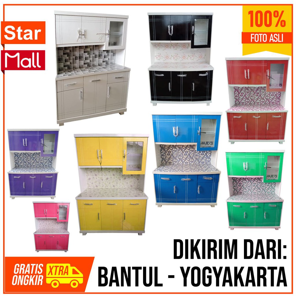 JOGJA: Lemari Dapur HPL Rak Piring Kabinet Kitchen Set Portable Minimalis Modern