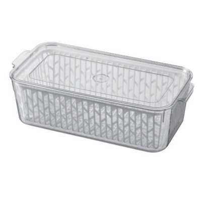 BAITII STORAGE - NYU KOTAK PENYIMPANAN BUAH SAYUR KULKAS DENGAN SARINGAN TRANSPARAN / FRIDGE STORAGE ACRYLIC FOR FOOD PREP MIZU MINIMALIS-NYU - 6188