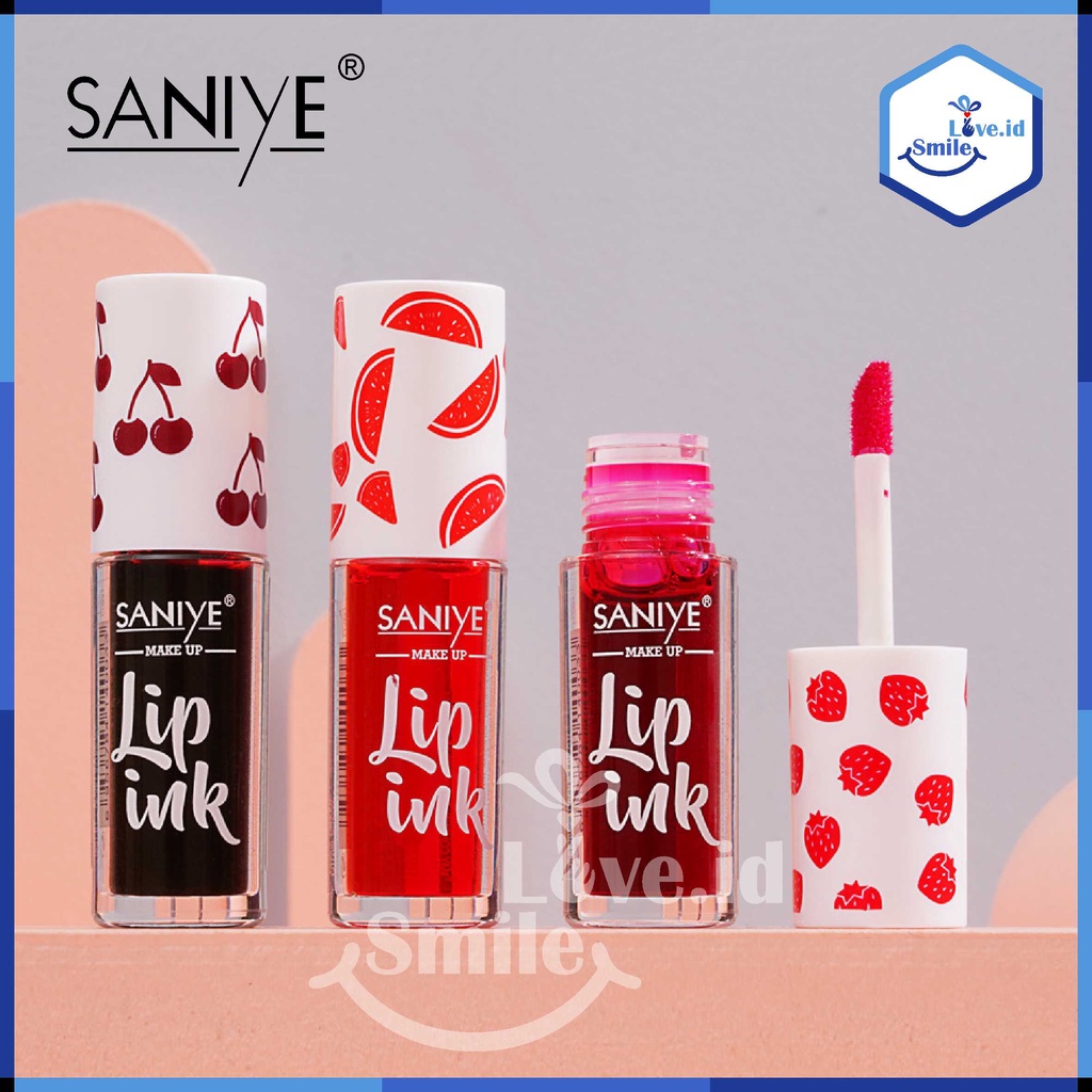 SANIYE Lip Ink Buah Lip Tint Lip Gloss Cream Matte 3 Warna Lipstick Cair Tahan Lama Anti Air S11