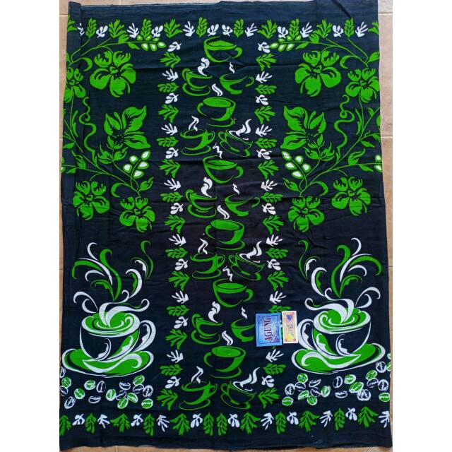 Sarung Santung Goyor COD / Sarung Santung Motif Cangkir Hijau / Sarung Batik Khas Pekalongan
